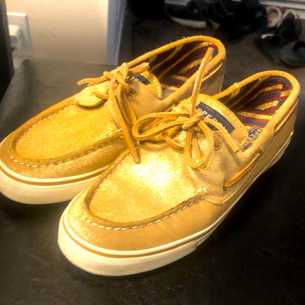 Sperry Top-Sider Women's Angelfish Gold Glitter Boat Shoes Size 9M